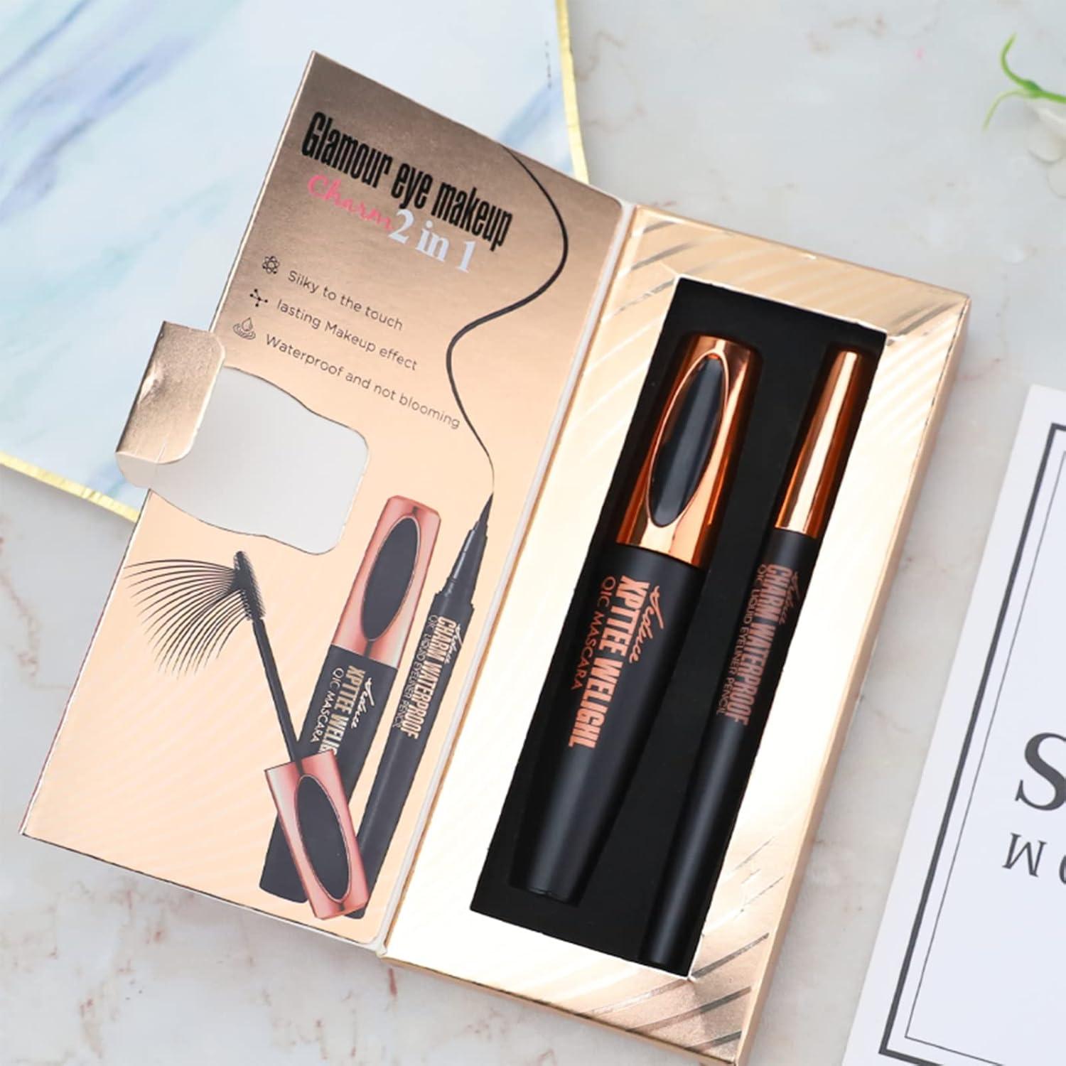 4D Fiber Silk Mascara & Eyeliner Set Schwarz Waterproof Lang Anhaltend