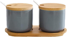 Keramik Gewürzdosen 2er Set mit Deckel und Löffel 260ml