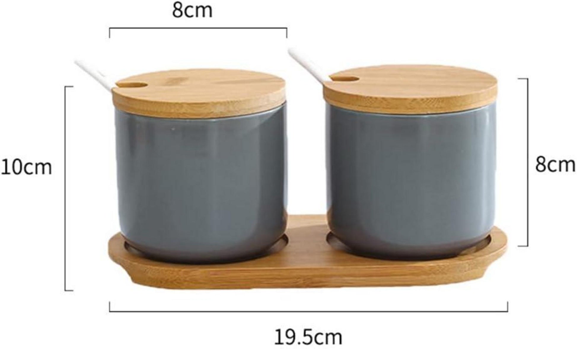 2er Set Keramik Gewürzdosen 260ml mit Bambusdeckel und