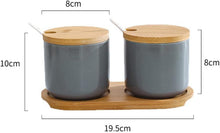 2er Set Keramik Gewürzdosen 260ml mit Bambusdeckel und
