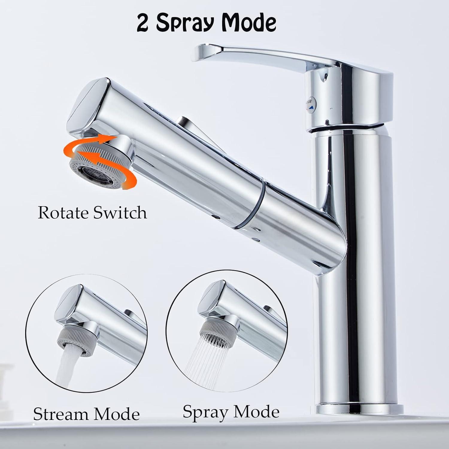 Moderne Wasserhahn mit herausziehbarer Waschtischarmatur 2 Strahlarten