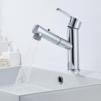 Sumeber Wasserhahn Bad Armatur mit Ausziehbarem Auslauf 2 Strahlarten Silber