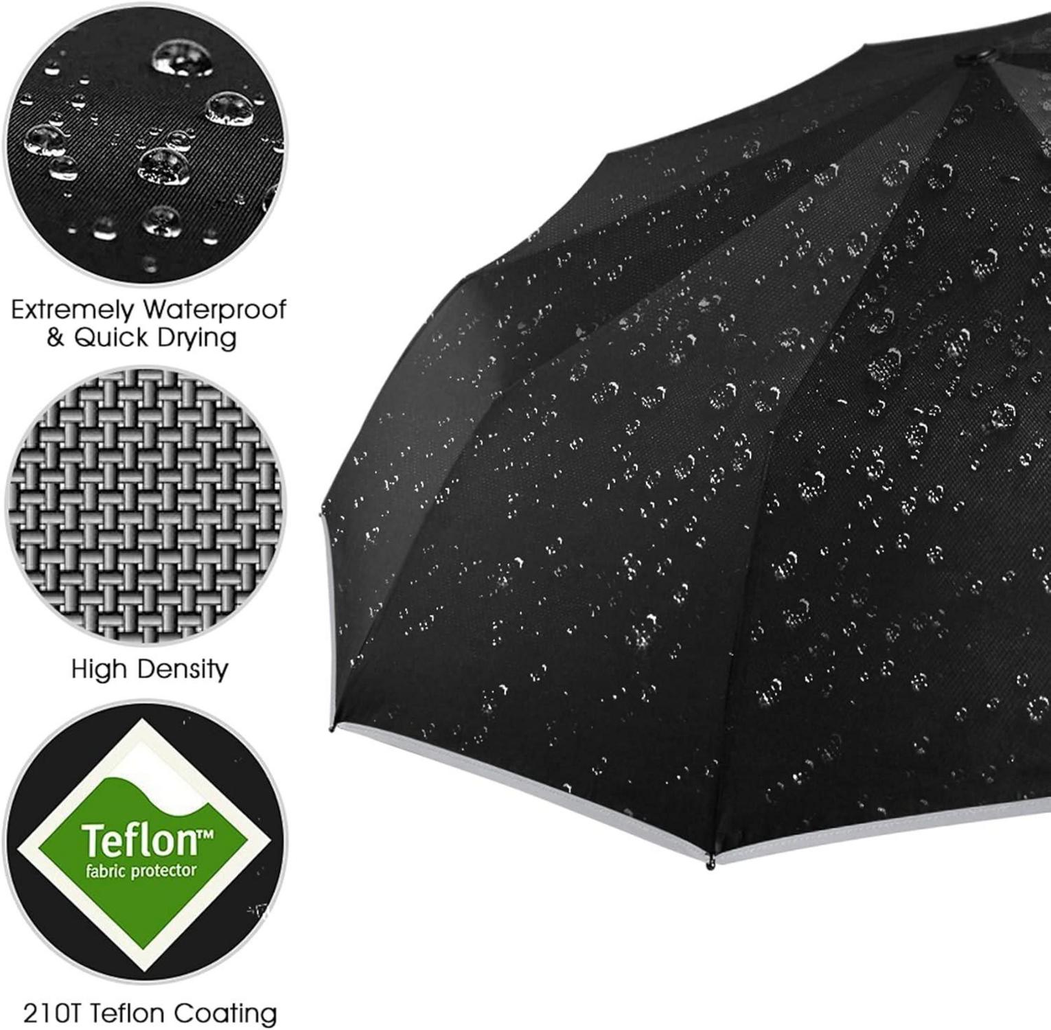 Automatik Umgekehrter Faltbarer Regenschirm Sturmfest Taschenschirm