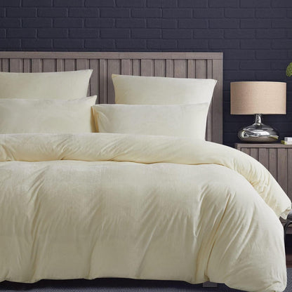 Flauschige Bettwäsche 135x200 cm - 4-teilig, Beige Creme