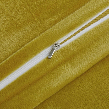 Flauschige Winterbettwäsche 135x200 cm - 4tlg. Gelb Fleece Set