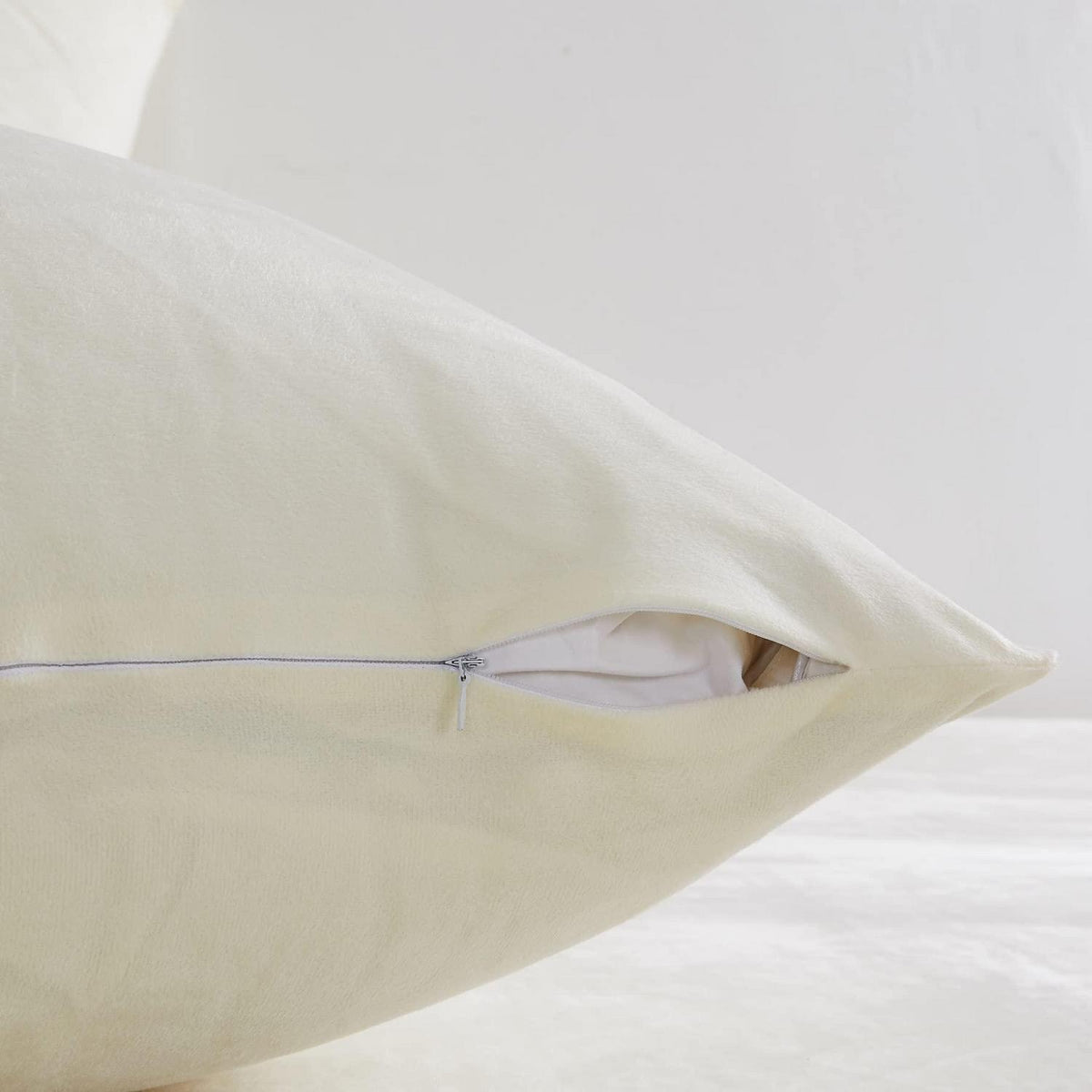 Flauschige Winterbettwäsche 135x200 cm Beige Creme Fleece Set