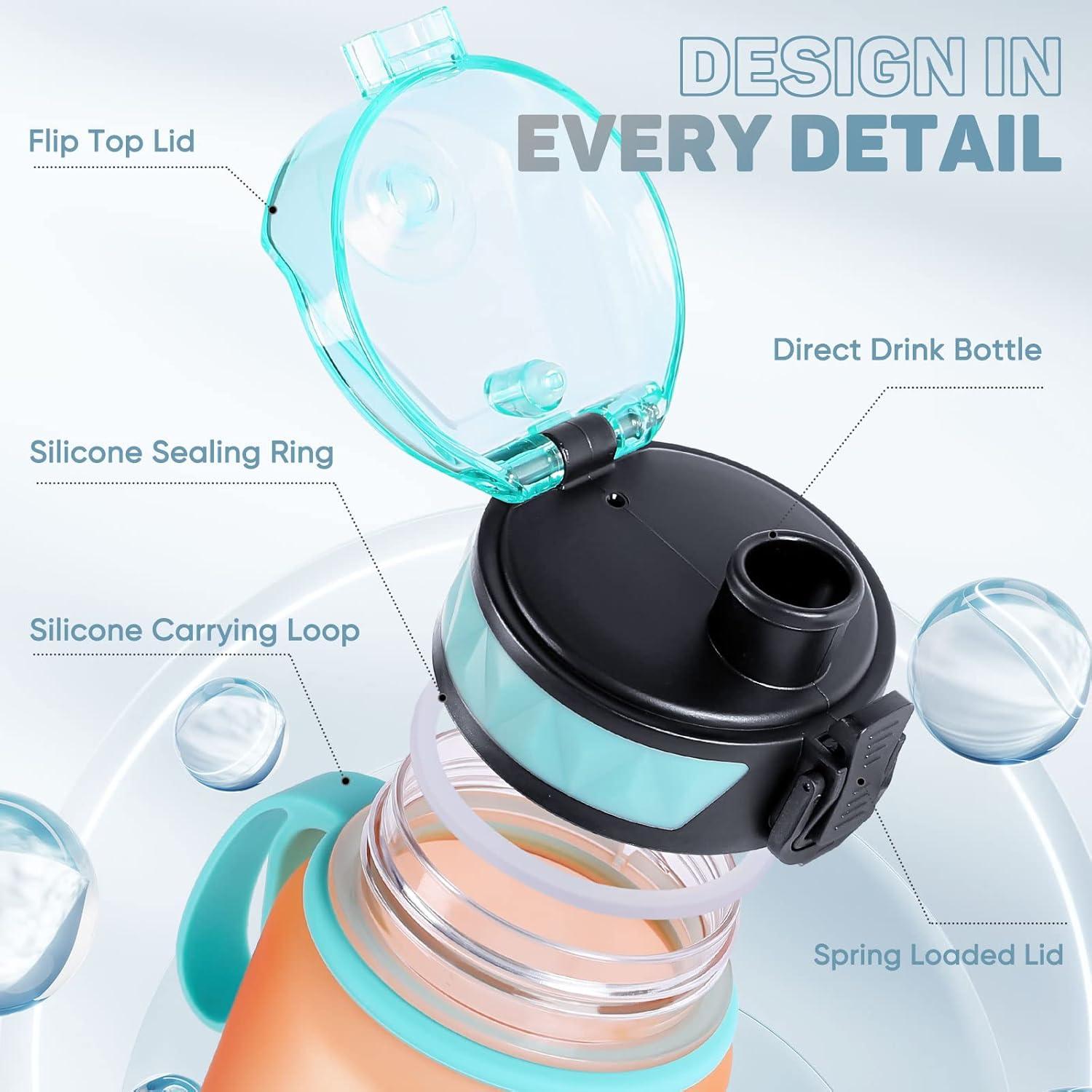 Sport Trinkflasche 1L BPA frei mit Gummi Grip Orange-grün
