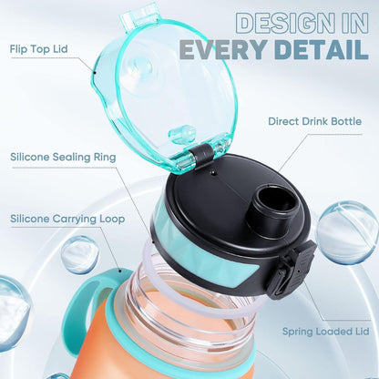Sport Trinkflasche 1L BPA frei mit Gummi Grip Orange-grün