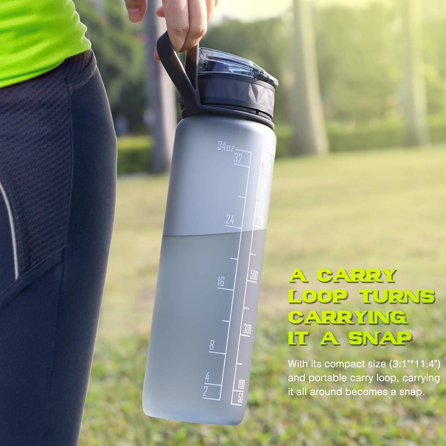 Trinkflasche mit rutschfestem Gummi-Grip 1L BPA-frei Grau