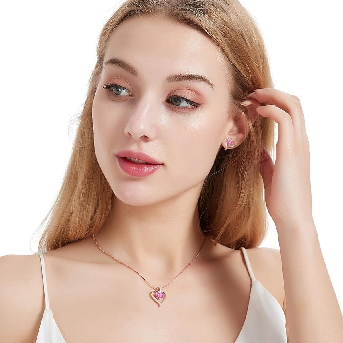 Silber Ohrstecker Herz Damen 925 Roségold Geschenk für Frauen