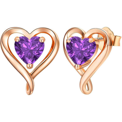 Silber Ohrstecker Herz Damen 925 Roségold Geschenk für Frauen