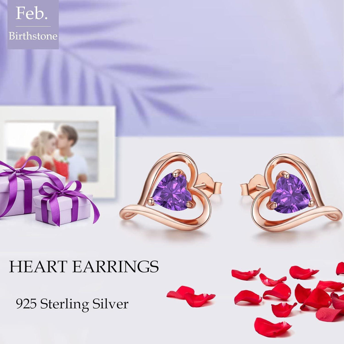 Silber Ohrstecker Herz Damen 925 Roségold Geschenk für Frauen