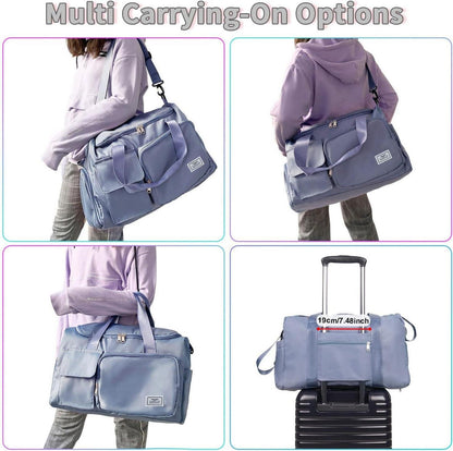 Sporttasche Damen Faltbar 35L mit Schuhfach & Nassfach Blau
