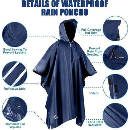 flintronic Wasserdichter Regenponcho 3 in 1 für