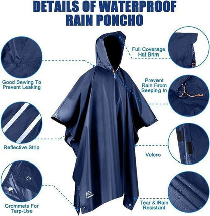 flintronic Wasserdichter Regenponcho 3 in 1 für