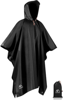 Wasserdichter Regenponcho für Fahrrad Wandern Camping Schwarz