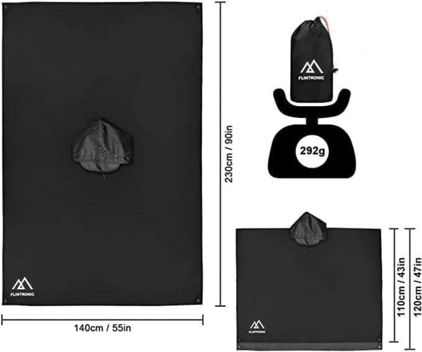 Wasserdichter Regenponcho für Fahrrad Wandern Camping Schwarz