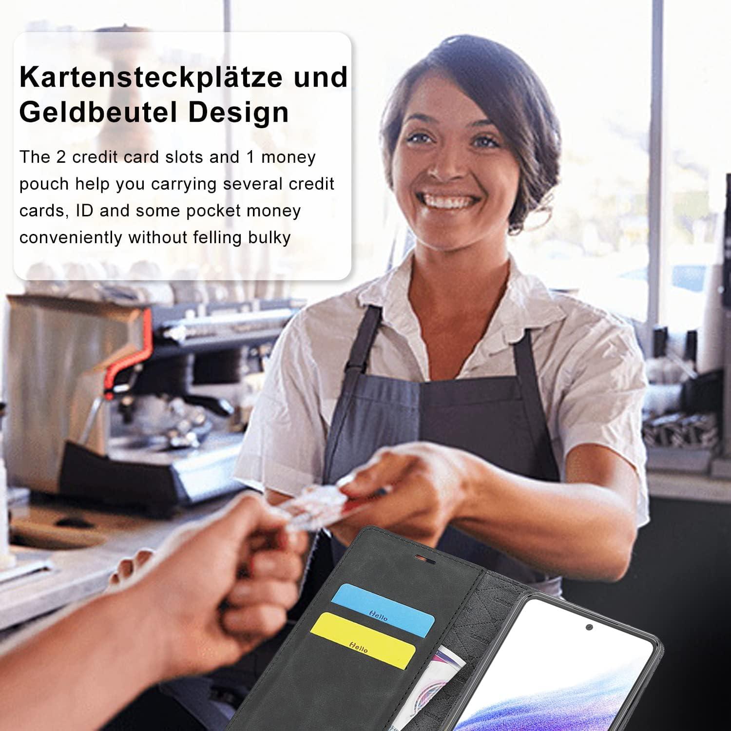 Samsung Galaxy A53 Hülle Leder 2023 Flip Case Schutzhülle 360 Stoßfest Schwarz