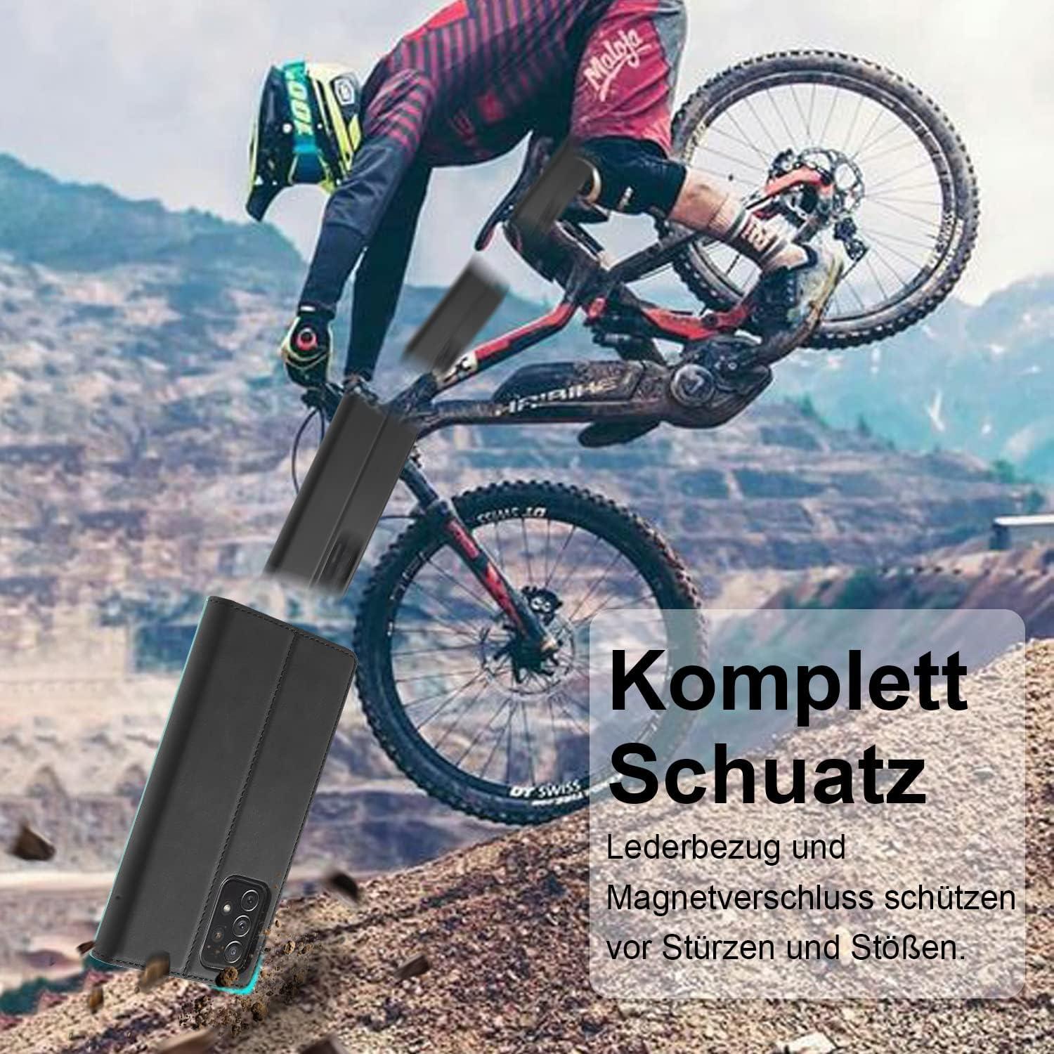2023 A53 Samsung Galaxy A53 Hülle Leder Klappbar Flip Cover + Schutzfolie