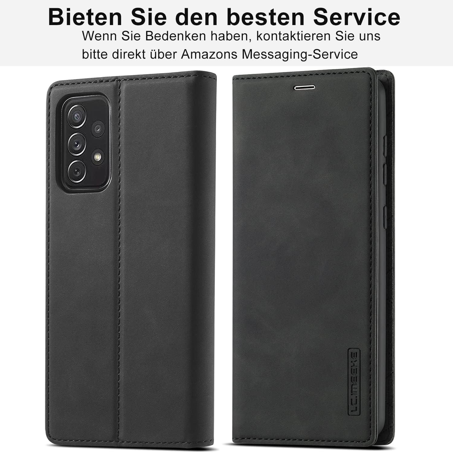 2023 A53 Samsung Galaxy A53 Hülle Leder Klappbar Flip Cover + Schutzfolie