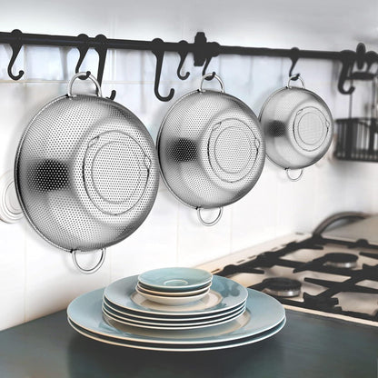 Edelstahl Nudelsieb Küchensieb Set Mikroperforiert Griffen 28+22+16cm