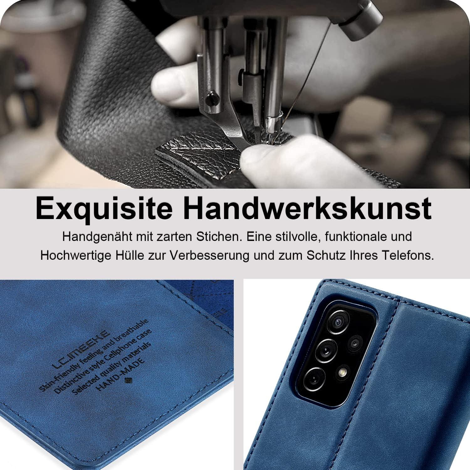 2023 Upgraded A53 Handyhülle Samsung Galaxy A53 Leder Blau