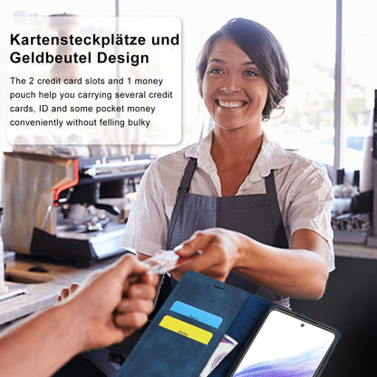 2023 Upgraded A53 Samsung Galaxy A53 Handyhülle Leder Schutzhülle Blau