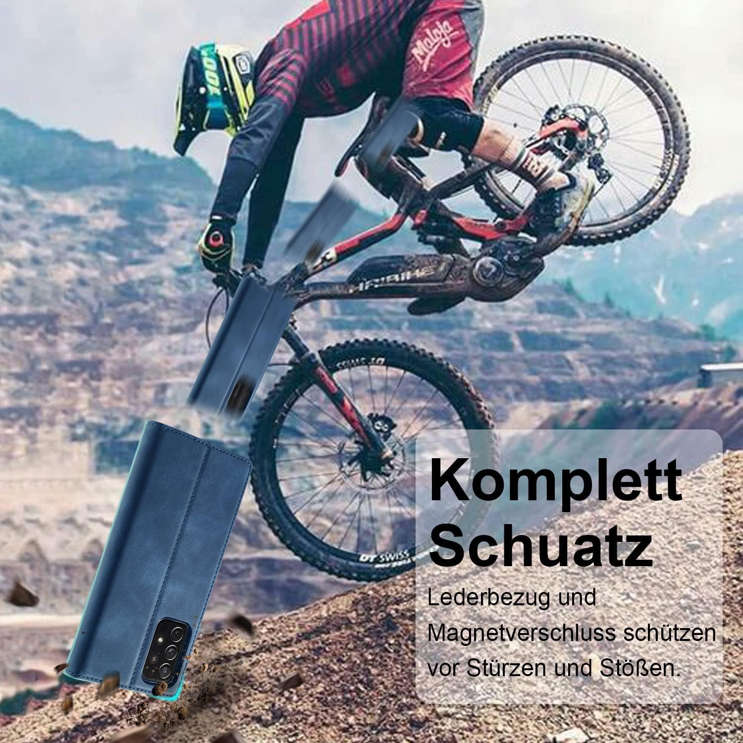 Samsung Galaxy A53 Hülle 2023 Leder Flip Case Schutzhülle Blau