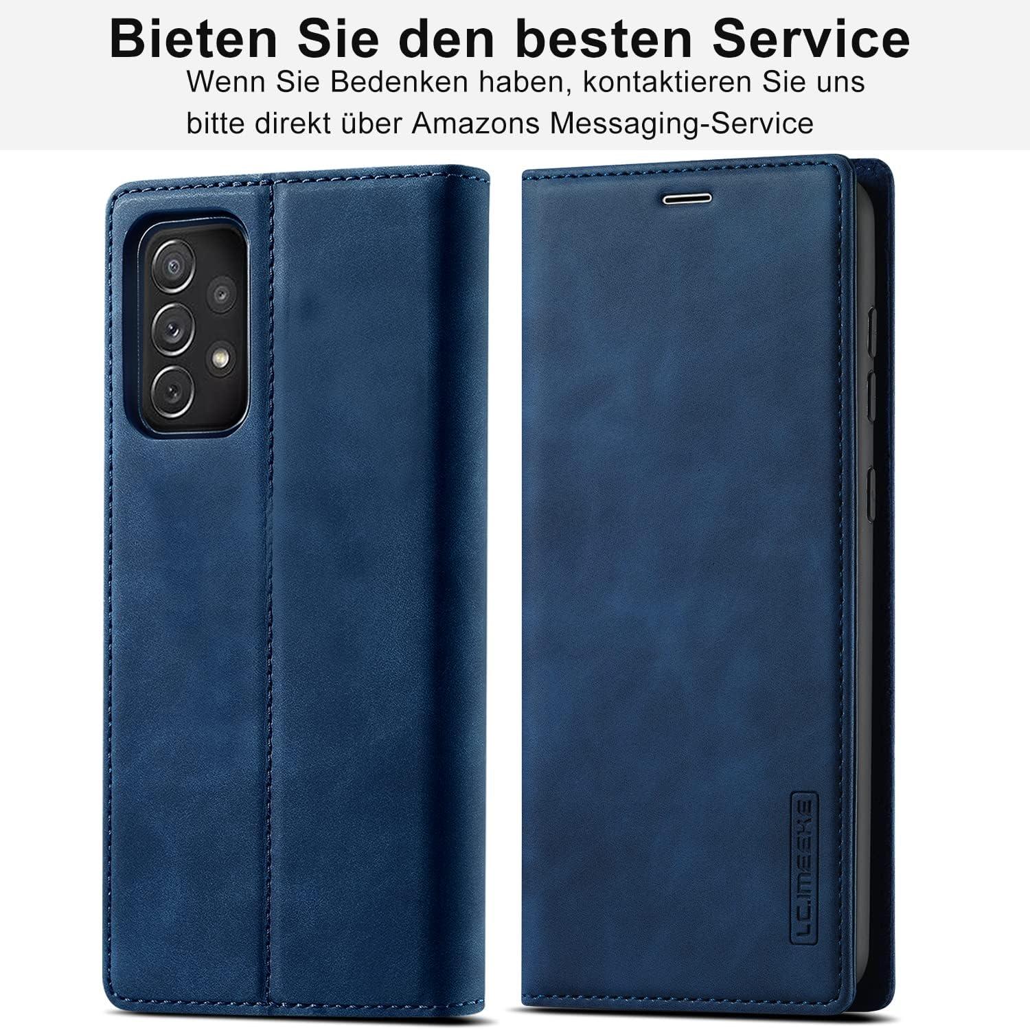 Samsung Galaxy A53 Hülle 2023 Leder Flip Case Schutzhülle Blau
