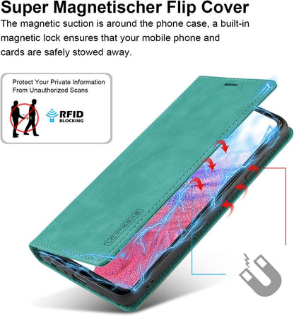 2023 Upgraded A53 Handyhülle Samsung Galaxy A53 Leder Klappbar Grün