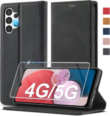 Samsung Galaxy A13 5G/A04S Leder Handyhülle mit Schutzfolie