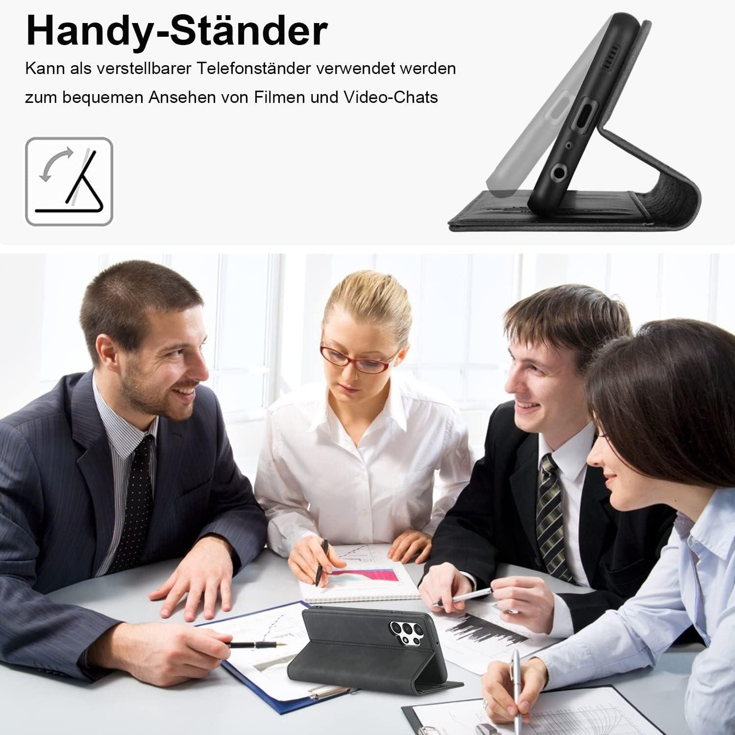 Samsung Galaxy A13 5G/A04S Leder Handyhülle mit Schutzfolie
