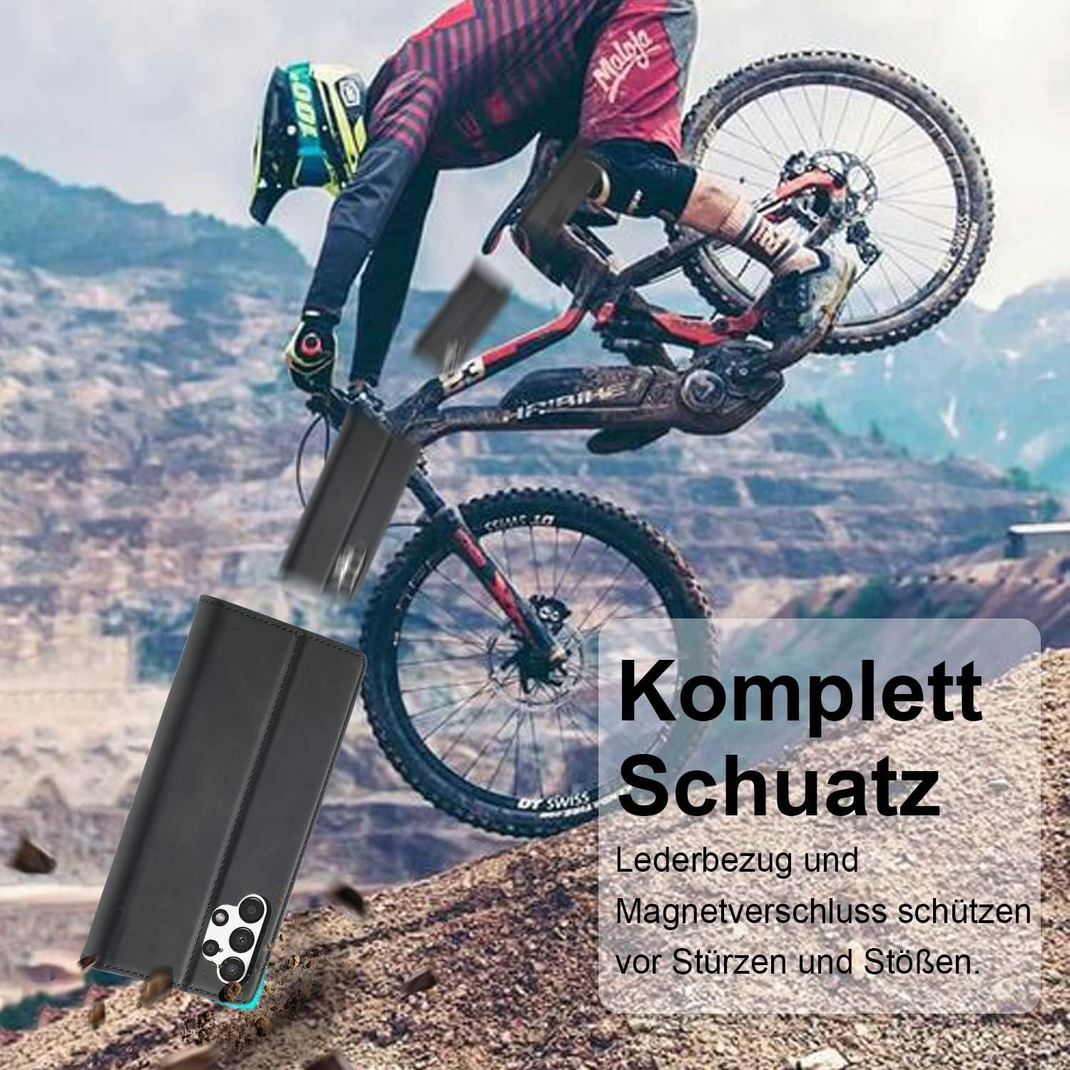 Samsung Galaxy A13 5G/A04S Handyhülle Leder Wallet Schutzfolie Schwarz