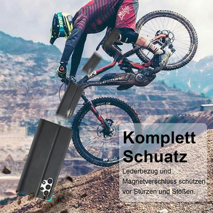 Samsung Galaxy A13 5G/A04S Handyhülle Leder Wallet Schutzfolie Schwarz