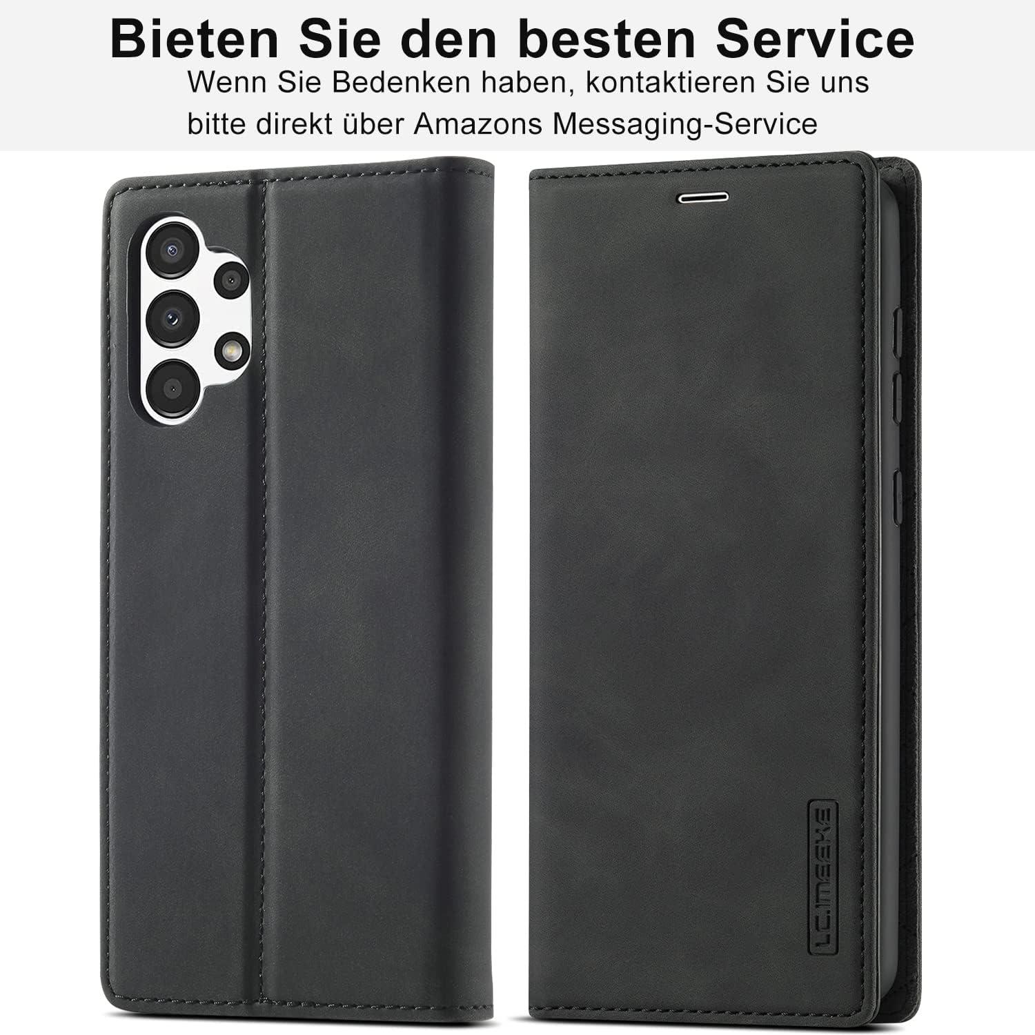 Samsung Galaxy A13 5G/A04S Handyhülle Leder Wallet Schutzfolie Schwarz
