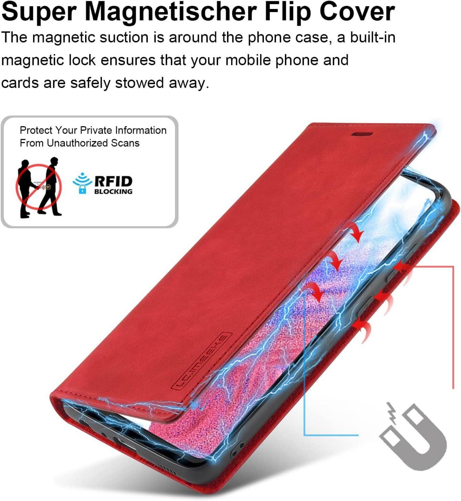 Handyhülle Samsung Galaxy A53 Leder Schutzhülle Klappbar Stoßfest Rot