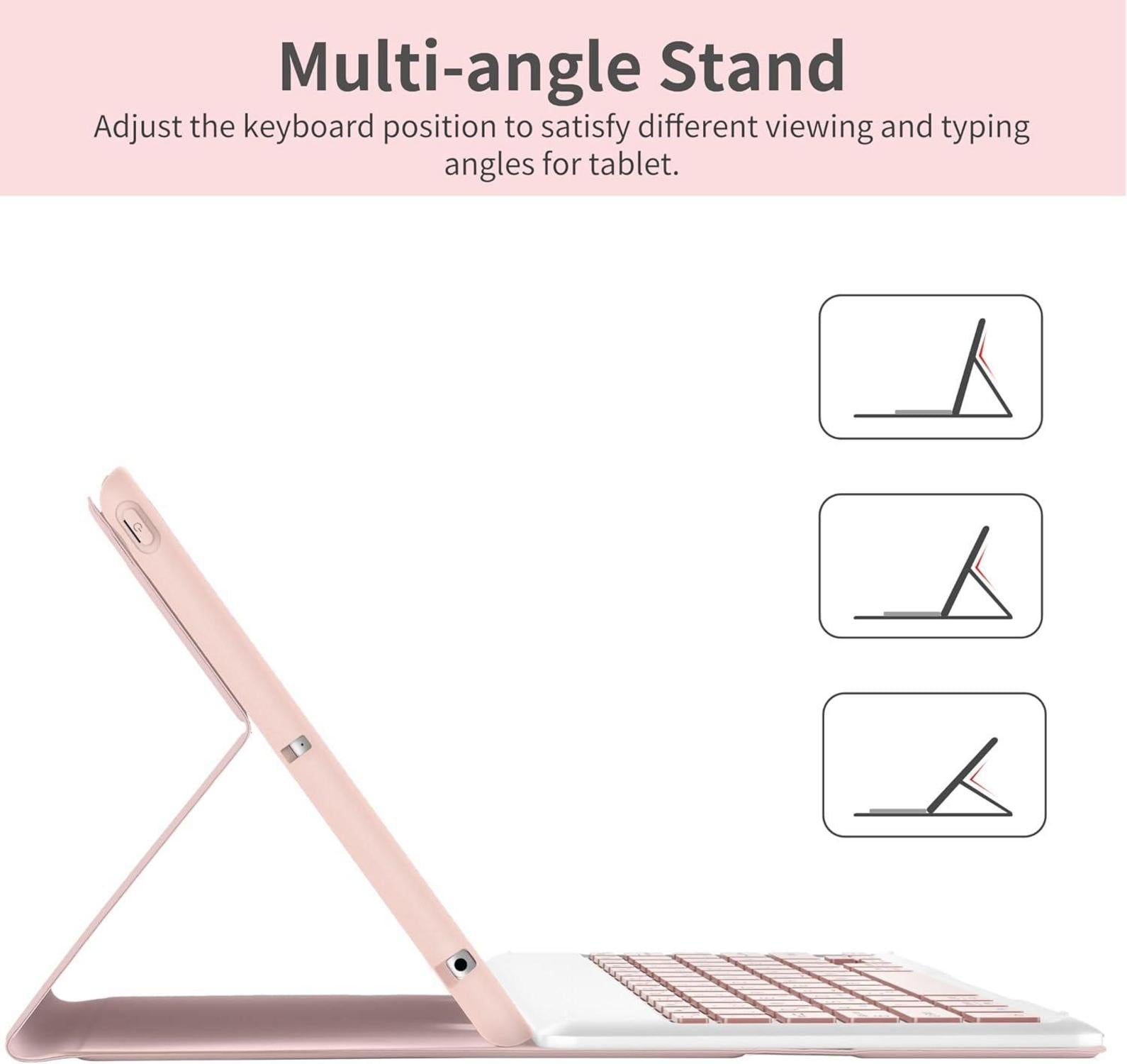 EasyAcc iPad 10.2 Zoll Tastatur Hülle mit Schutzfolie QWERTZ Deutsch Rose Gold