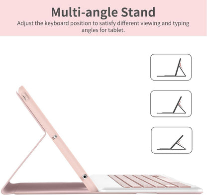 EasyAcc iPad 10.2 Zoll Tastatur Hülle mit Schutzfolie QWERTZ Deutsch Rose Gold