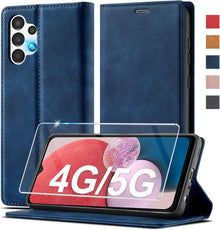 Samsung Galaxy A13 5G/A04S Hülle Leder Klappbar Wallet Blau