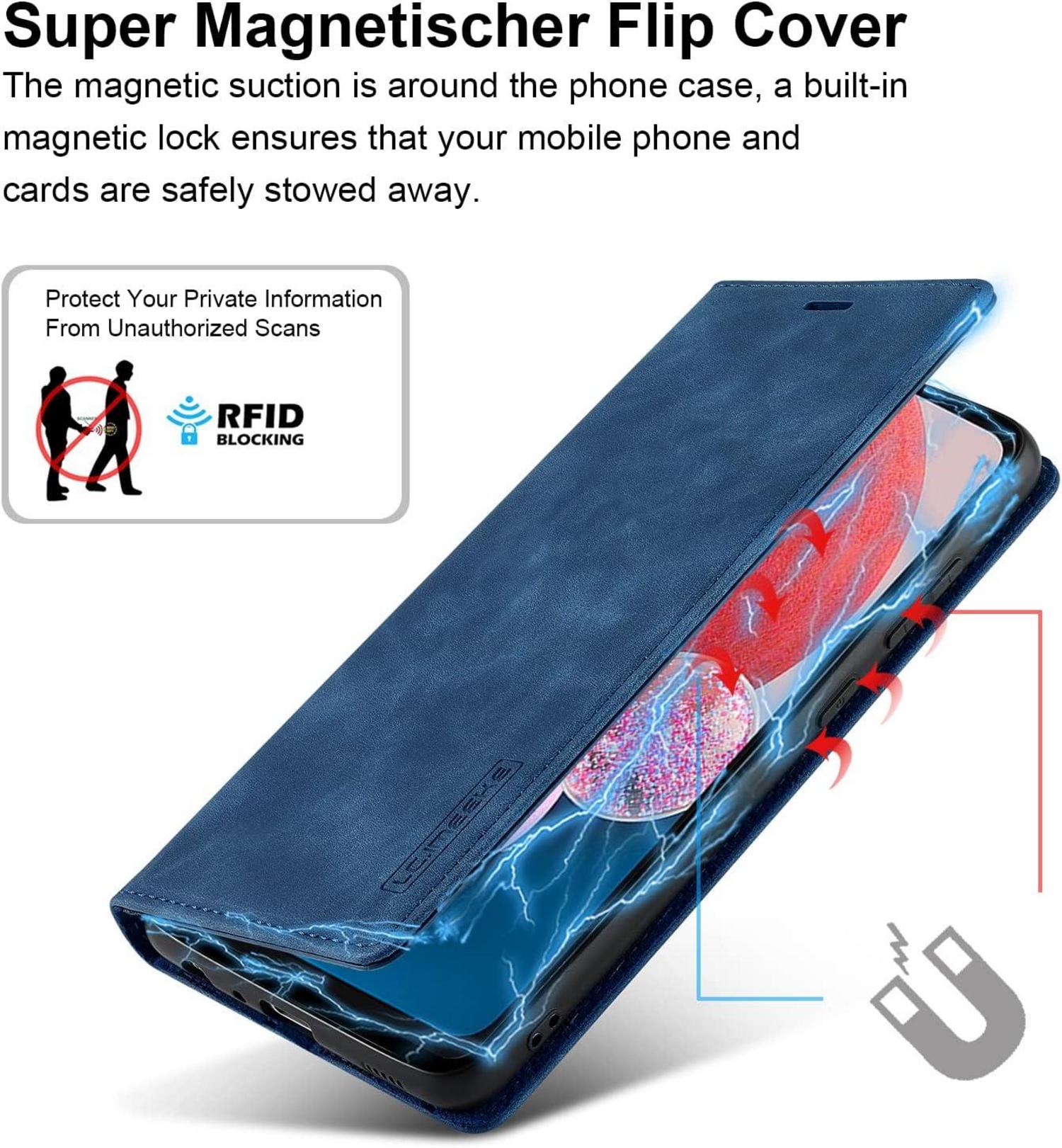Handyhülle Samsung Galaxy A13 5G/A04S Klappbar Leder Wallet Case Blau