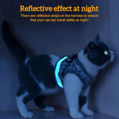 Ausbruchsicheres Katzengeschirr mit Leine 5m Nachtreflektor