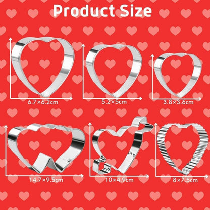 Valentinstag Herz Ausstecher Set 6 Stück Edelstahl Keksausstecher