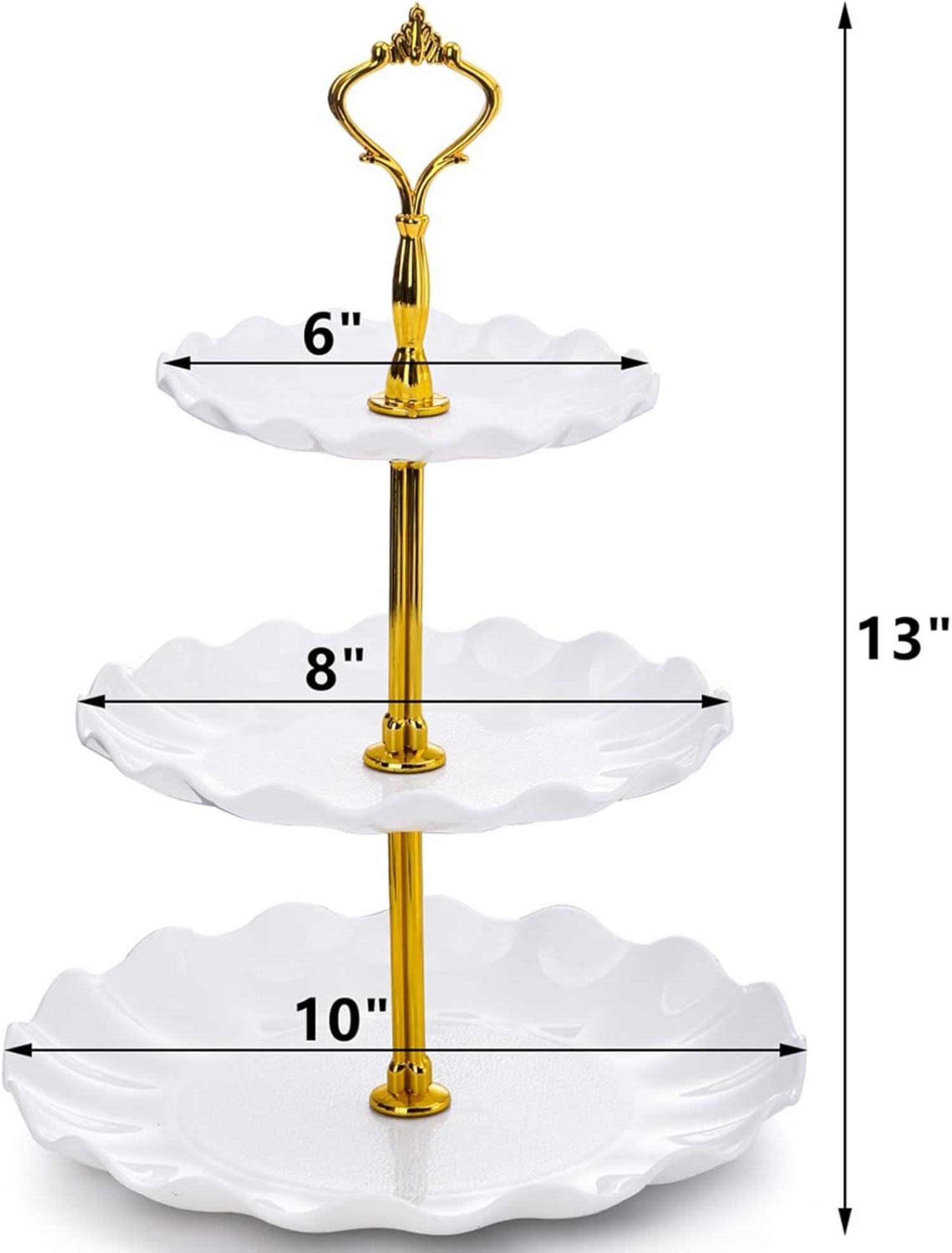 DEAYOU 4 Pack 3 Tier Cupcake Dessert Stand Weiß Schwarz Gold