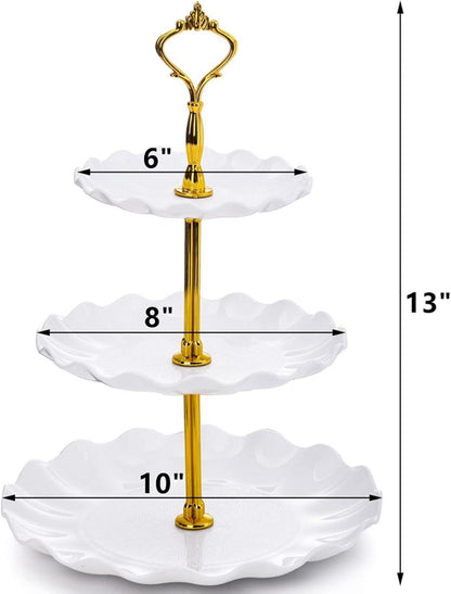 DEAYOU 4 Pack 3 Tier Cupcake Dessert Stand Weiß Schwarz Gold