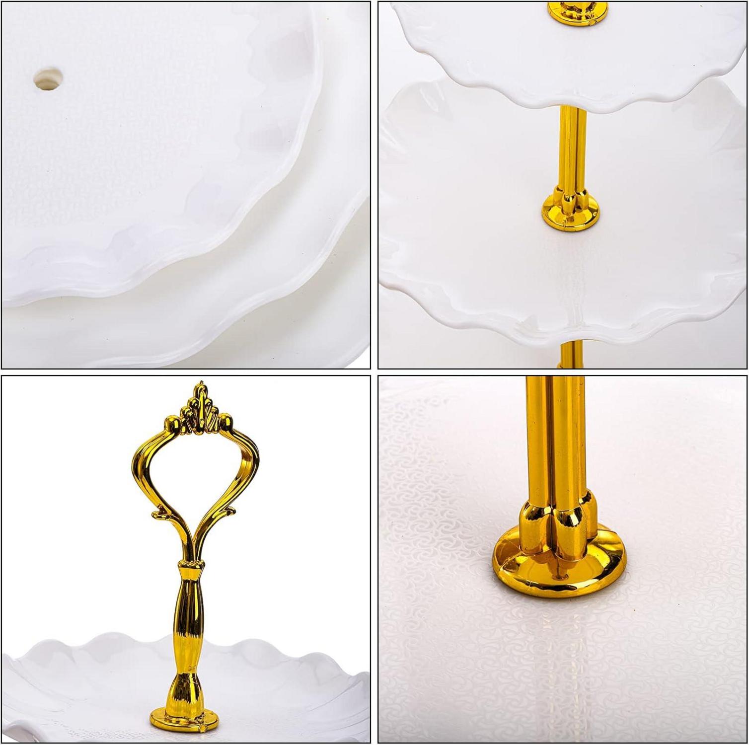 DEAYOU 4 Pack 3 Tier Cupcake Dessert Ständer Set Schwarz Wei 3 Ebenen Plastikgebäck Gebäck Display für Party Hochzeit Buffet