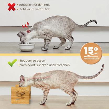 Katzennapf erhöht Keramik 15° Futternapf Katze mit Gestell