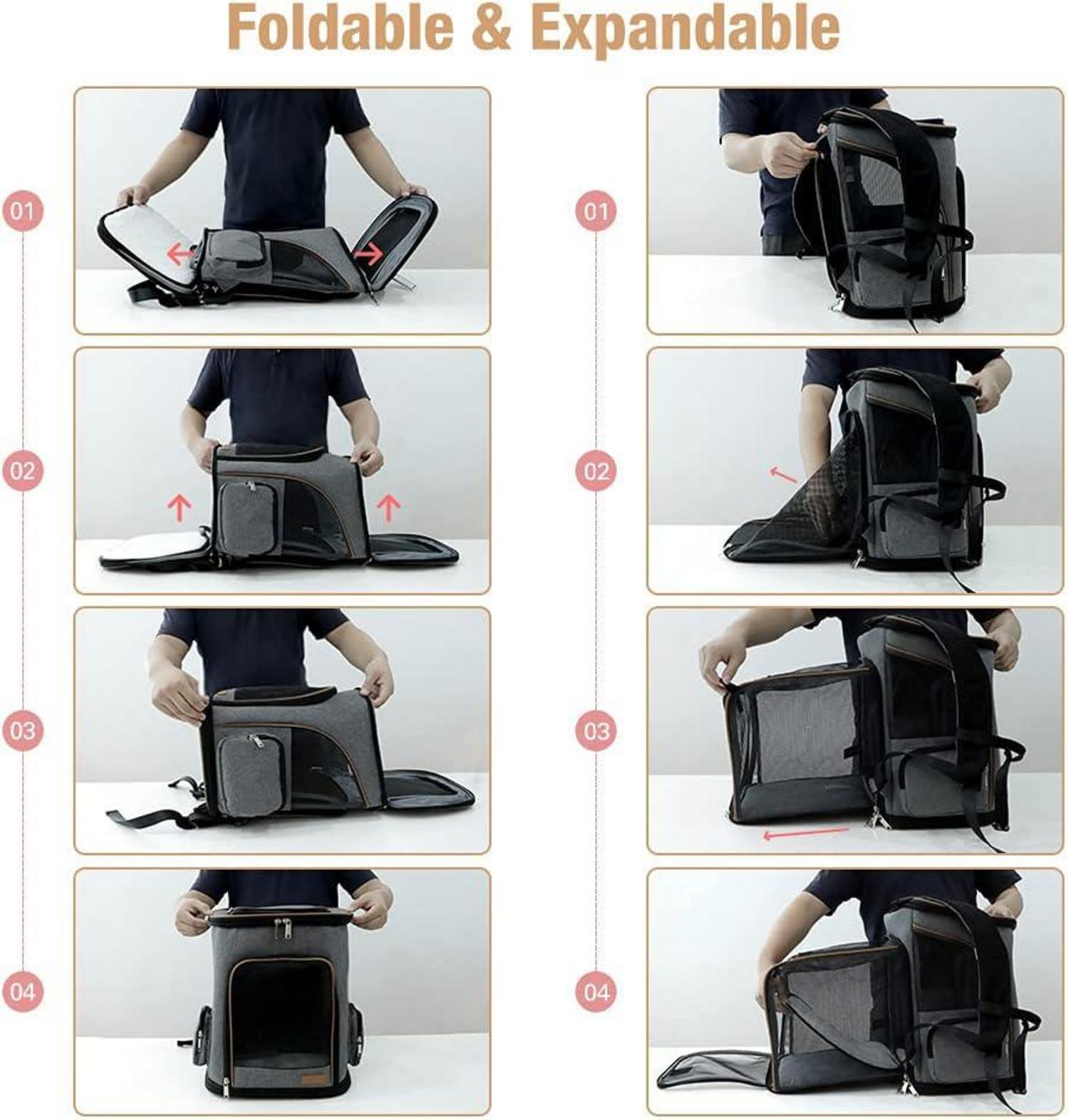 Erweiterbarer Katzen- und Hunderucksack mit Sicherheitsleine, 2