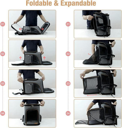 Erweiterbarer Katzen- und Hunderucksack mit Sicherheitsleine, 2