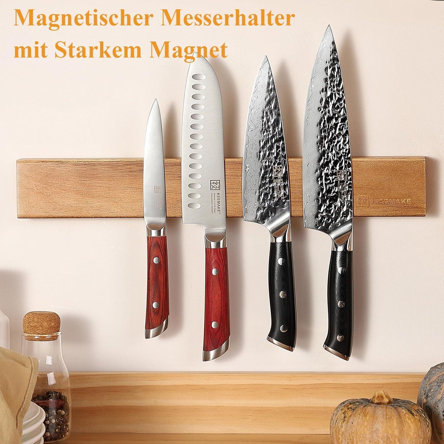 Magnetleiste Messer Akazienholz 30cm Neodym Magnethalter