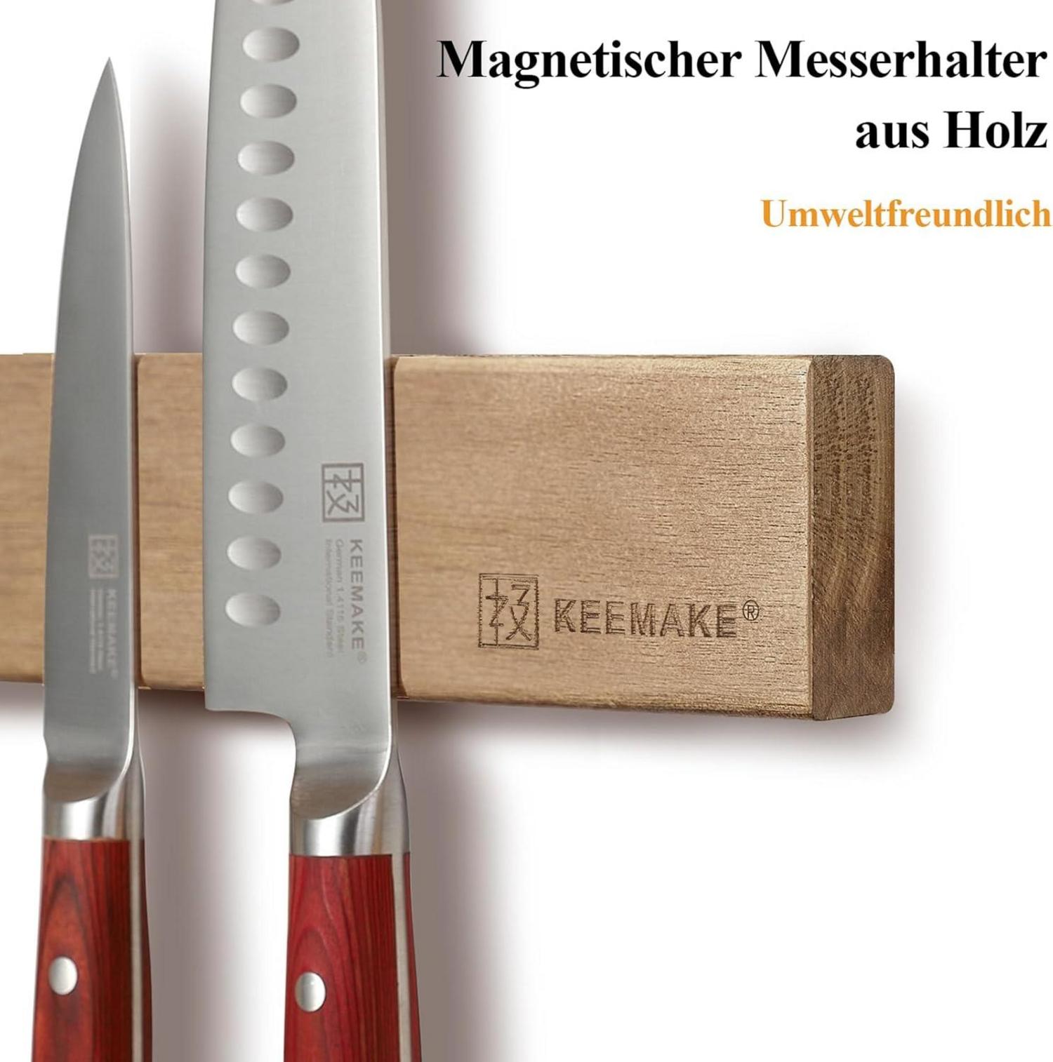 Magnetleiste Messer aus Akazienholz 30cm mit Neodym Magnet